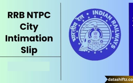 RRB NTPC Exam City Intimation Admit Card